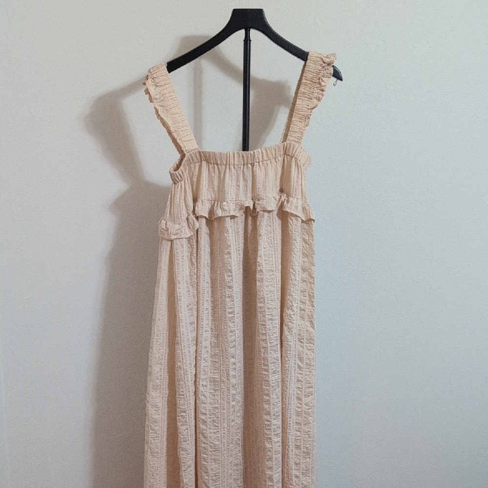 Vrg Grl Elegant Cream Ruffle Strapless Maxi Dress Size 8 Boho - Picture 5 of 6